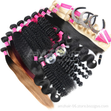AMZHAIR Unprocessed Raw Indian Virgin Cuticle Aligned Human Hair Extension Bundles Cheap Price Wholesale Hair Vendors In China